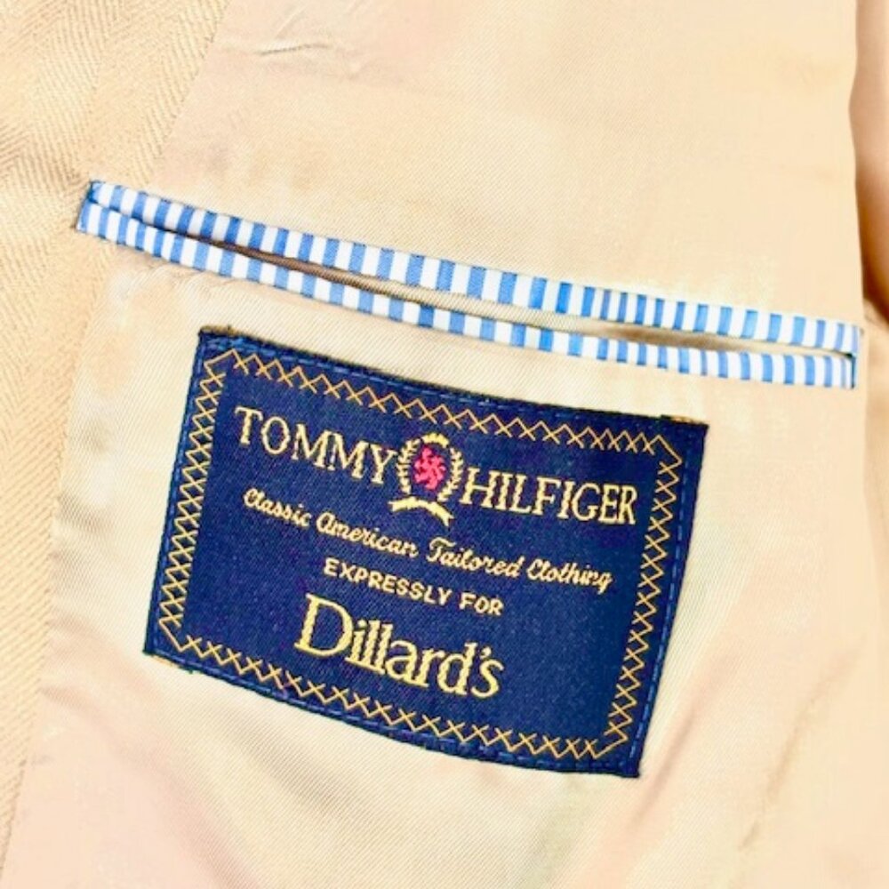 Tommy Hilfiger Men’s Gold Herringbone Light Blazer 42R - Picture 3 of 11